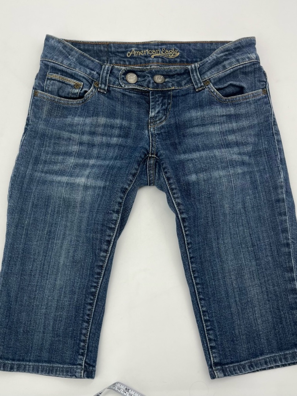 Vintage Y2K American Eagle Outfitters low rise Washed Blue Denim Jean shorts - Picture 8 of 8